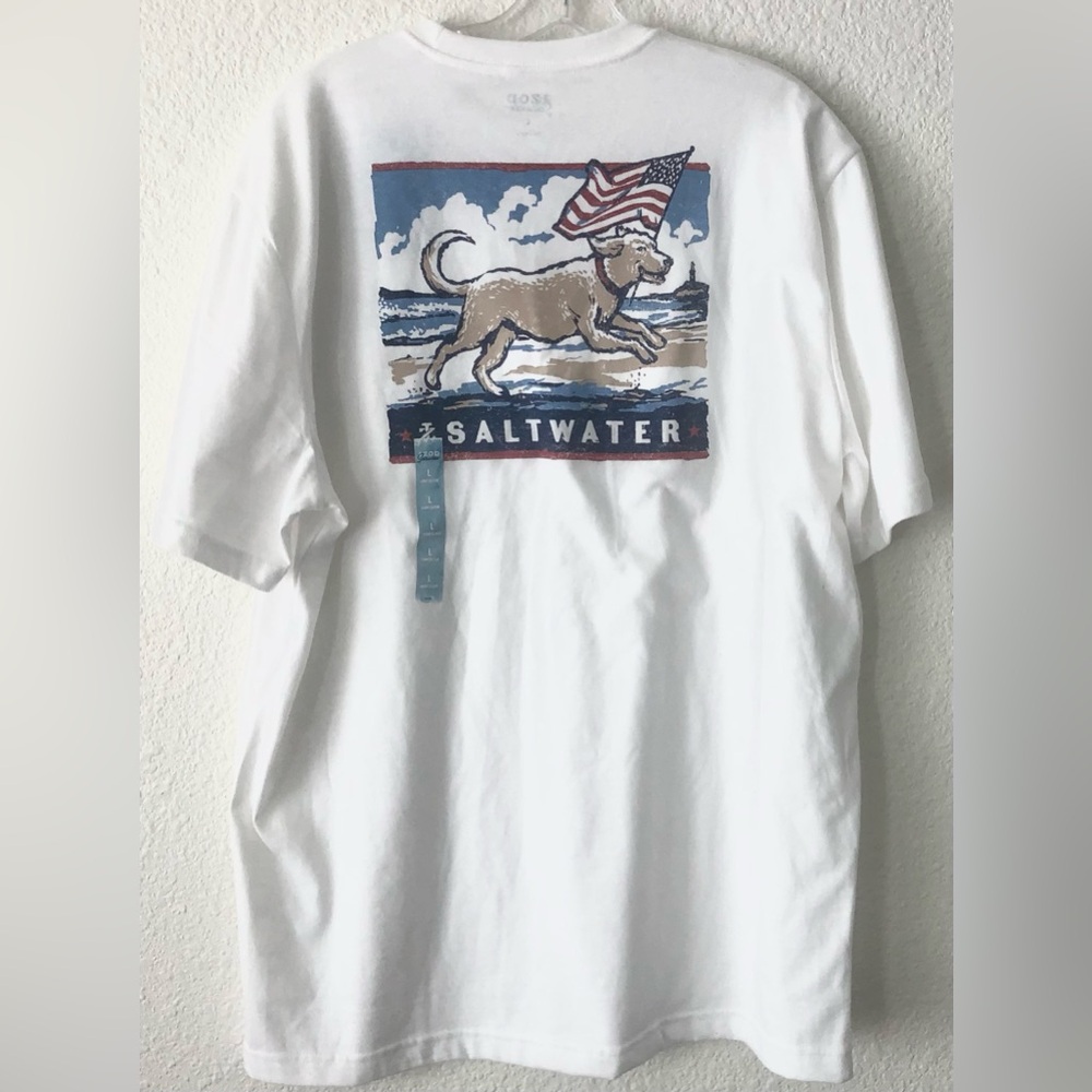 IZOD Saltwater Americana Crew Neck Classic Fit Graphic T-Shirt size Large NWT - Picture 2 of 9